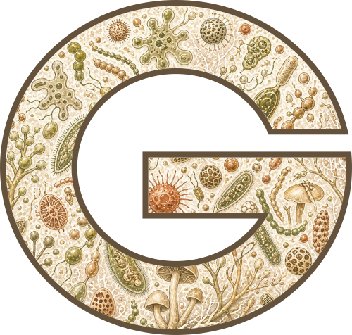 GloSED logo (capital letter G made of microeukaryotes)